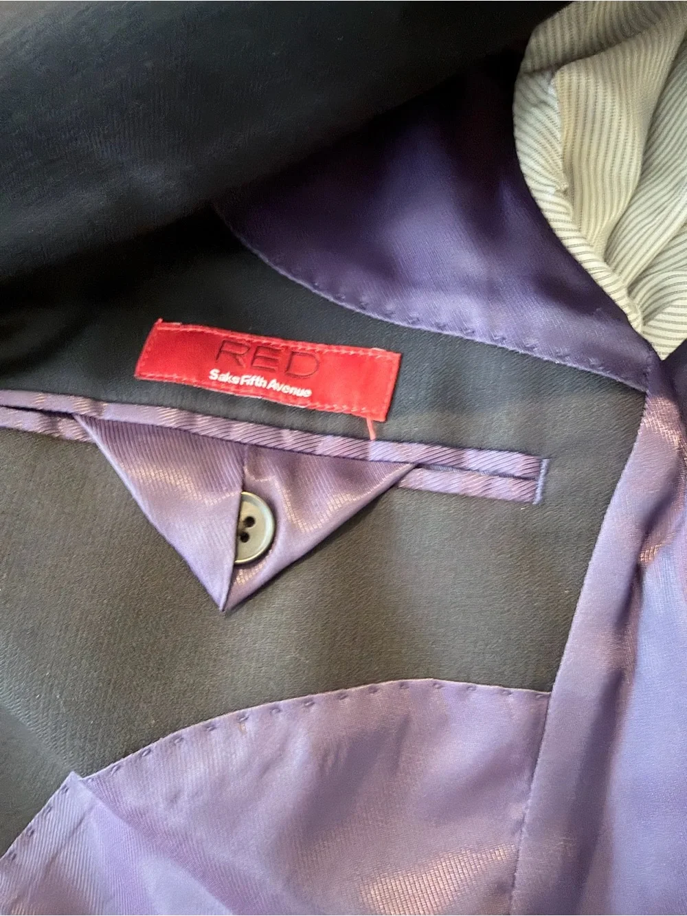 Men's Black Two-Button Suit with Purple Lining